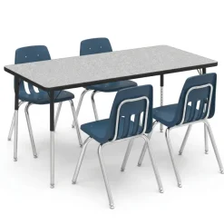 Virco Activity Table and Chair Package - 4000 Series Activity Table (60"x30" Rectangle) & Four 9000 Series Stack Chairs (18'' H - 5th-Adult)^ Activity Tables & Chairs|Activity Table & Chair Packages