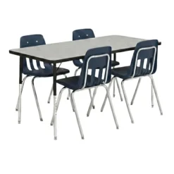 Virco Activity Table and Chair Package - 4000 Series Activity Table & Four 9000 Series Stack Chairs (18'' H - 5th-Adult)^ Activity Tables & Chairs|Activity Table & Chair Packages