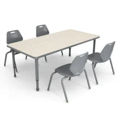Paragon A&D Activity Table (60" x 30" Rectangle) with 4 Ready Stack Chairs (14" H)^ Activity Tables & Chairs|Activity Table & Chair Packages