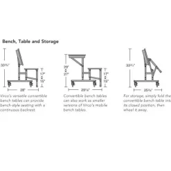 Virco Adjustable Convertible Bench Table (8' L)^ Cafeteria|Cafeteria Tables