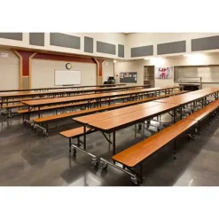 Virco Adjustable Convertible Bench Table (8' L)^ Cafeteria|Cafeteria Tables