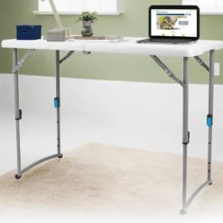 National Public Seating Adjustable Height Fold In Half Plastic Folding Table - 24