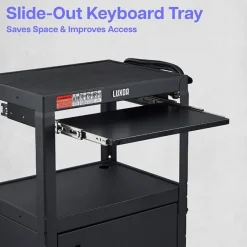 Luxor Adjustable Height Metal Cart w/ Cabinet & Keyboard^ Utility Carts