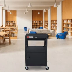 Luxor Adjustable Height Metal Cart w/ Cabinet & Keyboard^ Utility Carts