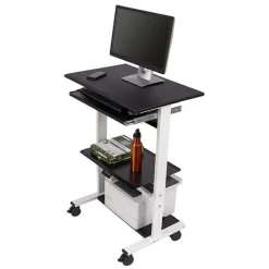 Luxor Adjustable 3-Shelf Stand Up Workstation^ Utility Carts