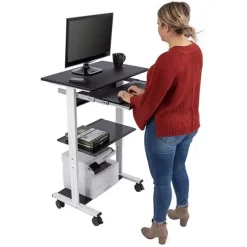Luxor Adjustable 3-Shelf Stand Up Workstation^ Utility Carts