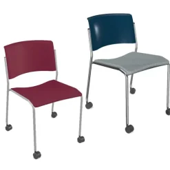 Mooreco Akt 4-Leg Caster Chairs^ Plastic Stacking Chairs