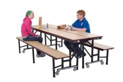 AmTab All-in-One Mobile Cafeteria Convertible Bench Tables^ Cafeteria|Cafeteria Tables