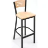 KFI Seating Arched Base Bar Height Cafe Table with Two BR3315B Barstools by KFI^ Cafe Table & Chair Sets|Breakroom & Café