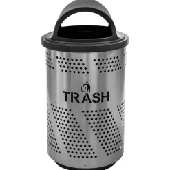 Ex-Cell Kaiser Arena 51-Gallon Outdoor Trash Receptacle w/ Stainless Steel Finish^ Trash & Recycling Bins