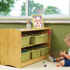 Copernicus Bamboo Shelving Unit w/ Storage Bins^ Tote & Bin Storage