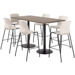 KFI Seating Bar Height Cafe Table with Six Lola Stools - 36'' X 72'' Rectangle^ Cafe Table & Chair Sets|Cafe Tables