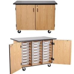 National Public Seating Bin Storage Mobile Science Cabinet with Chem-Res Top (48