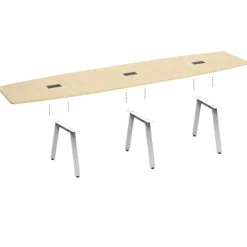 OfficeSource Boat Shaped Conference Table w/ Oblique Legs (16')^ Conference