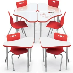 Mooreco Boomerang Dry Erase Desk & Hierarchy Chair Packages^ Desk & Chair Packages|Dry Erase Desks
