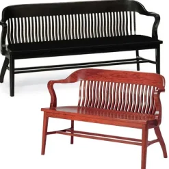 Community Boston Oak Benches with Curved Backs by^ Benches|Wooden Chairs