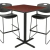 Regency Office Products Cain Barstool Height Table and Two Zeng Stools by Regency^ Cafe Table & Chair Sets|Cafe Tables