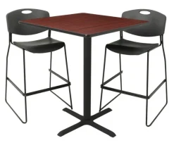 Regency Office Products Cain Barstool Height Table and Two Zeng Stools by Regency^ Cafe Table & Chair Sets|Cafe Tables