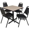 Regency Office Products Cain Base Cafe Table and Four Vinyl Stacker Chairs by Regency^ Cafe Table & Chair Sets|Cafe Tables