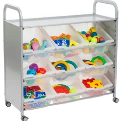 Gratnells Callero Silver Tilted Tray Cart^ Tote & Bin Storage|Cubbies