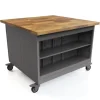 Smith System Cascade Maker Table with Butcher Block Top^ Tote & Bin Storage|Mobile Cabinets
