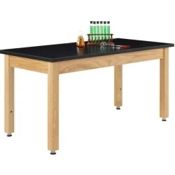Diversified Spaces ChemGuard Top, Adjustable Wooden Leg Science Table (24'' D X 72'' W)^ Science|Science Tables