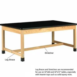 Diversified Spaces ChemGuard Top Hardwood Science Lab Table with Book Compartments (42'' D X 54'' W)^ Science|Science Tables