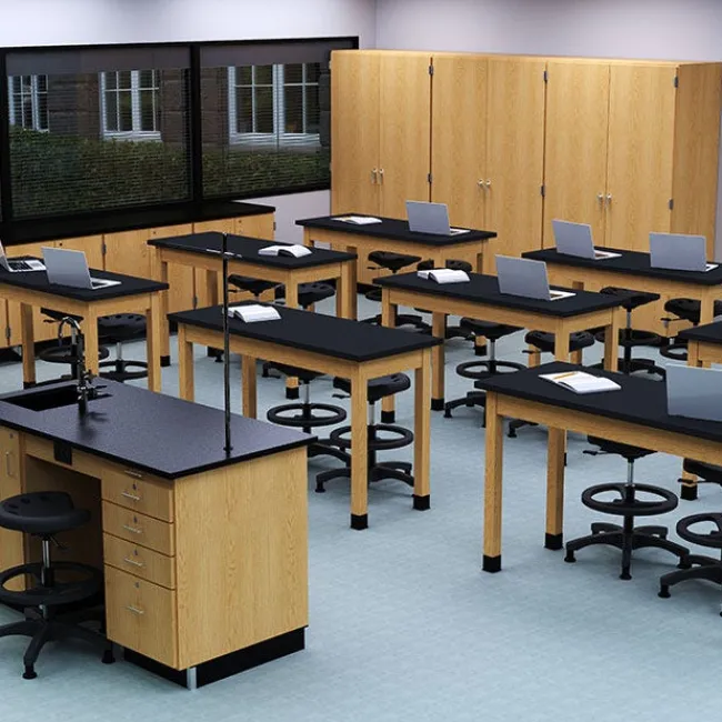 Diversified Spaces Chemguard Top, Hardwood Science Lab Table (21'' D X 48'' W)^ Science|Science Tables