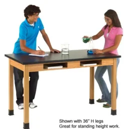 Diversified Spaces ChemGuard Top Hardwood Science Lab Table with Book Compartments (42'' D X 72'' W)^ Science|Science Tables