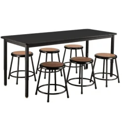 National Public Seating Chemical Resistant Height Adjustable Table & Black Stool Package^ Science Lab Packages|Activity Tables & Chairs