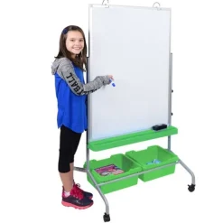 Luxor Classroom Chart Stand with Storage Bins^ Mobile Reversible Boards