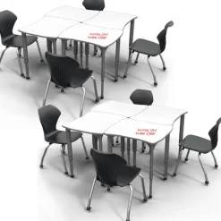 Marco Group Classroom Set - 8 Apex Stack Chairs (18''H 5th-Adult) & 8 Dry Erase Contour Student Apex Desks^ Desk & Chair Packages|Dry Erase Desks