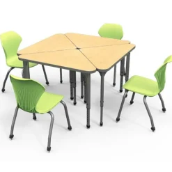 Marco Group Classroom Set - 8 Apex Stack Chairs (18''H - 5th-Adult) & 8 Triangle Dry Erase Student Apex Desks^ Desk & Chair Packages|Dry Erase Desks