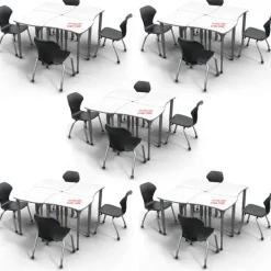 Marco Group Classroom Set - 20 Apex Stack Chairs (18'' H -5th-Adult) & 20 Dry Erase Contour Student Desks^ Desk & Chair Packages|Dry Erase Desks