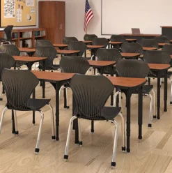Marco Group Classroom Set - 20 Apex Stack Chairs (18'' H -5th-Adult) & 20 Dry Erase Contour Student Desks^ Desk & Chair Packages|Dry Erase Desks