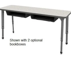Marco Group Classroom Set - 8 Apex Stack Chairs (18'' - 5th-Adult) & 4 Double Dry Erase Desks (60'' x 20'')^ Two Student Desks|Dry Erase Desks