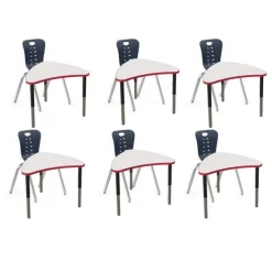 Tesco Classroom Set - 6 Apollo Synergy Dry Erase Student Desks and Stack Chairs^ Desk & Chair Packages|Classroom Desks & Chairs