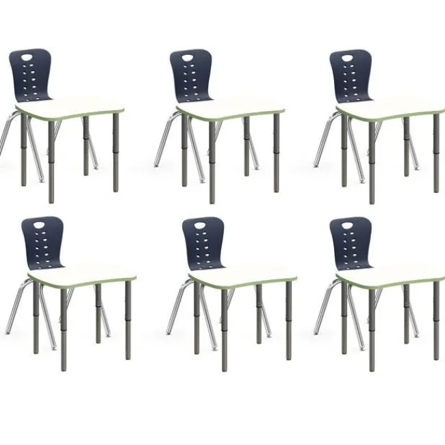 Tesco Classroom Set - 6 Bone Synergy Dry Erase Student Desks and Stack Chairs^ Desk & Chair Packages|Classroom Desks & Chairs