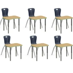 Tesco Classroom Set - 6 Bone Synergy Student Desks and Stack Chairs^ Desk & Chair Packages|Classroom Desks & Chairs