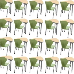 Marco Group Classroom Set - 20 Chevron Desks & Chairs^ Collaborative Desks|Desk & Chair Packages