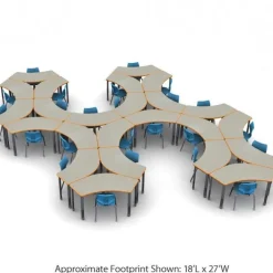 Smith System Classroom Set - 60'' Crescent Tables & Flavors Chairs^ Classroom Desks & Chairs|Activity Tables & Chairs
