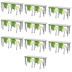 Marco Group Classroom Set- 10 Double Student Desks & 20 Apex Chairs^ Activity Table & Chair Packages|Classroom Desks & Chairs