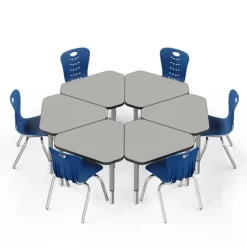 Tesco Classroom Set - 6 Jewel Synergy Student Desks and Stack Chairs^ Desk & Chair Packages|Classroom Desks & Chairs