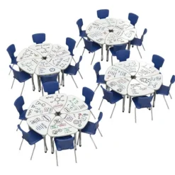 Marco Group Classroom Set - Premier Chevron Dry Erase Desks & Premier Chairs Package^ Desk & Chair Packages|Classroom Desks & Chairs