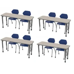 Marco Group Classroom Set - Premier Double Rectangle Desks & Apex Chairs Package^ Collaborative Desks|Desk & Chair Packages