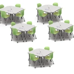 Marco Group Classroom Set - 20 Premier Dry Erase Triangle Desks & 20 Apex Chairs (18