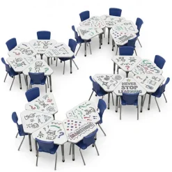 Marco Group Classroom Set - Premier Gem Dry Erase Desks & Premier Chairs Package^ Desk & Chair Packages|Classroom Desks & Chairs