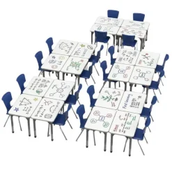 Marco Group Classroom Set - Premier Rectangle Dry Erase Desks & Premier Chairs Package^ Desk & Chair Packages|Classroom Desks & Chairs