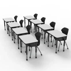 Marco Group Classroom Set - Premier Single Rectangle Desks & Apex Chairs Package^ Desk & Chair Packages|Classroom Desks & Chairs