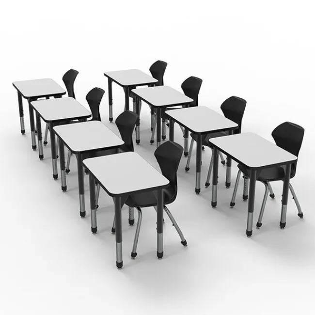 Marco Group Classroom Set - Premier Single Rectangle Desks & Apex Chairs Package^ Desk & Chair Packages|Classroom Desks & Chairs